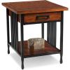Leick Home 11407 Empiria One Drawer Side Table, Walnut and Foundry Bronze(Mission Oak)