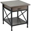 Leick Home 11407 Empiria One Drawer Side Table, Walnut and Foundry Bronze(Smoke Gray)