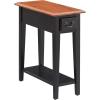 Leick Home 15-In Wide End Table, Solid Wood Construction, One Drawer, One Lower Shelf, Narrow Width, Easy-Assembly, Chocolate Oak, 15.0 In. W x 24.0 In. D x 24.0 In. H, 10071-CH(Black)