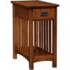 Leick Home 15-In Wide End Table, Solid Wood Construction, One Drawer, One Lower Shelf, Narrow Width, Easy-Assembly, Chocolate Oak, 15.0 In. W x 24.0 In. D x 24.0 In. H, 10071-CH(Medium Oak / Blackened)