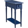 Leick Home 15-In Wide End Table, Solid Wood Construction, One Drawer, One Lower Shelf, Narrow Width, Easy-Assembly, Chocolate Oak, 15.0 In. W x 24.0 In. D x 24.0 In. H, 10071-CH(Navy)