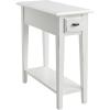 Leick Home 15-In Wide End Table, Solid Wood Construction, One Drawer, One Lower Shelf, Narrow Width, Easy-Assembly, Chocolate Oak, 15.0 In. W x 24.0 In. D x 24.0 In. H, 10071-CH(Farmhouse White)