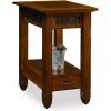 Leick Home 15-In Wide End Table, Solid Wood Construction, One Drawer, One Lower Shelf, Narrow Width, Easy-Assembly, Chocolate Oak, 15.0 In. W x 24.0 In. D x 24.0 In. H, 10071-CH(Rustic Oak)