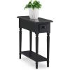 Leick Home 15-In Wide End Table, Solid Wood Construction, One Drawer, One Lower Shelf, Narrow Width, Easy-Assembly, Chocolate Oak, 15.0 In. W x 24.0 In. D x 24.0 In. H, 10071-CH(Swan Black)