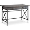 Leick Home 23005 Chisel & Forge Narrow Side Recliner Table with Shelf, Smoke Gray and Matte Black(Modern)
