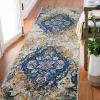 Leick Home 594184 Laraline Runner Vintage Turkish Medallion Collage Faded Fuchsia Living Room Bedroom Area Rug Runner 1’9″ x 5’11″(Navy/Gold)