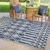 Leick Home 594994 Cusp Gray with Blue Moroccan Pattern Indoor Outdoor Area Rug Rectangle 7’10″x10′