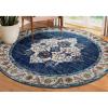 Leick Home 596106 Oryn Vintage Multicolor Medallion Boho Chic Living Room Bedroom Area Rug 5’3″ Round(Navy/Tan)