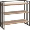 Leick Home 70008-WOGM Mixed Metal and Wood Slatted Bookshelf, White Oak/Gunmetal Gray