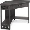 Leick Home 81430 Corner Computer/Writing Desk with Drawer and Shelf, Chocolate Oak(Smoke Gray)