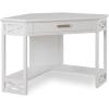 Leick Home 81430 Corner Computer/Writing Desk with Drawer and Shelf, Chocolate Oak(White/Brushed Nickel)