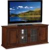 Leick Home 82360 Solid Wood Mission Oak Four Door TV Stand For 65″ TVs Universal TV Console Living Room Storage Shelves Entertainment Center, Mission Oak(Burnished Oak / Black)