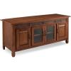 Leick Home 82360 Solid Wood Mission Oak Four Door TV Stand For 65″ TVs Universal TV Console Living Room Storage Shelves Entertainment Center, Mission Oak(Distressed Rustic Autumn)