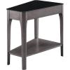 Leick Home Laurent End Table, Solid Wood, Wedge Shape, with Shelf, for Living Room and Small Spaces, Gray, 10502-GR(Burnished Smoke Gray)