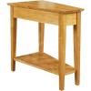 Leick Home Laurent End Table, Solid Wood, Wedge Shape, with Shelf, for Living Room and Small Spaces, Gray, 10502-GR(Desert Sands)