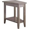 Leick Home Laurent End Table, Solid Wood, Wedge Shape, with Shelf, for Living Room and Small Spaces, Gray, 10502-GR(Grey)