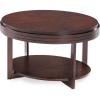 Leick Home Sheldon Coffee Table, Solid Wood, Round, with Glass Top and Shelf, Chocolate Oak, 10037(Chocolate Cherry)