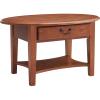 Leick Home Sheldon Coffee Table, Solid Wood, Round, with Glass Top and Shelf, Chocolate Oak, 10037(Medium Oak)