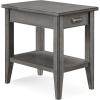 Leick Home Stratus Chairside End Table, Solid Wood, with Shelf, for Living Rooms and Small Spaces, Smoke Gray, 22005-GR(Smoke Gray)