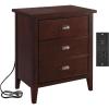 Salem Solid Wood Nightstand with Drawer and Shelf, Medium Oak Brown, Perfect for Bedrooms, Living Rooms, and Small Spaces – Leick Home, 9067-MED(Chocolate Cherry)