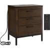 Salem Solid Wood Nightstand with Drawer and Shelf, Medium Oak Brown, Perfect for Bedrooms, Living Rooms, and Small Spaces – Leick Home, 9067-MED(Distressed Riverstone)
