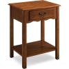 Salem Solid Wood Nightstand with Drawer and Shelf, Medium Oak Brown, Perfect for Bedrooms, Living Rooms, and Small Spaces – Leick Home, 9067-MED(Medium Oak)