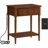 Salem Solid Wood Nightstand with Drawer and Shelf, Medium Oak Brown, Perfect for Bedrooms, Living Rooms, and Small Spaces – Leick Home, 9067-MED(Pecan)