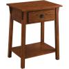 Salem Solid Wood Nightstand with Drawer and Shelf, Medium Oak Brown, Perfect for Bedrooms, Living Rooms, and Small Spaces – Leick Home, 9067-MED(Russet / Blackened)