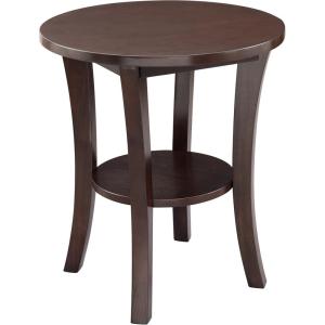 Haven Ridge Solid Wood Oval Side Table with Drawer and Shelf, Medium Oak Brown, Perfect for Living Rooms, Bedrooms, and Small Spaces – Leick Home, 9042-MED(Chocolate Oak)