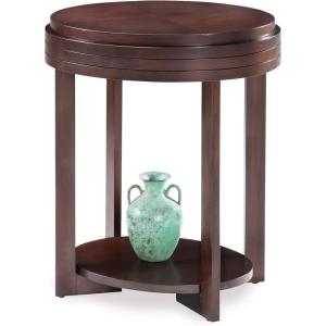 Haven Ridge Solid Wood Oval Side Table with Drawer and Shelf, Medium Oak Brown, Perfect for Living Rooms, Bedrooms, and Small Spaces – Leick Home, 9042-MED(Chocolate Cherry)