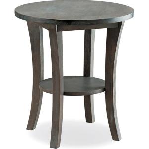 Haven Ridge Solid Wood Oval Side Table with Drawer and Shelf, Medium Oak Brown, Perfect for Living Rooms, Bedrooms, and Small Spaces – Leick Home, 9042-MED(Rustic Gray)