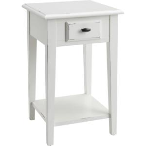 Leick Home 10032-RS Mission Cabinet End Table, Made with Solid Wood, Side Table for Living Room, Bedroom and Printer Stand, Russet Finish(Farmhouse White)
