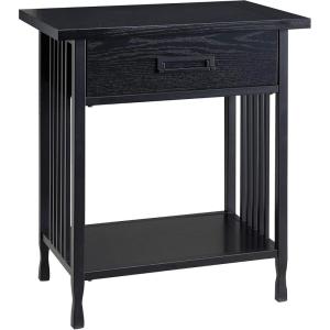 Leick Home 10082-WA Two Drawer Mirrored Diamond Filigree X Base Nightstand Side Table, Walnut(Black Wash)