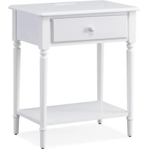 Leick Home 10082-WA Two Drawer Mirrored Diamond Filigree X Base Nightstand Side Table, Walnut(Orchid White)
