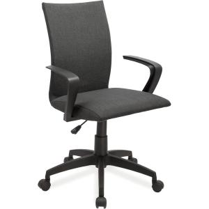 Leick Home 10115BL Apostrophe Office Desk Chair with Black Caster Base, Black Linen(Black Linen)