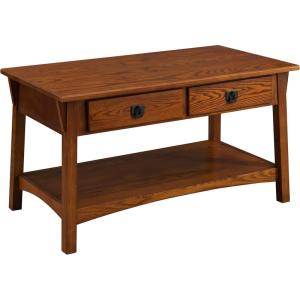 Leick Home 10504 Laurent Two Drawer Coffee Table with Shelf, Chocolate Cherry(Russet)