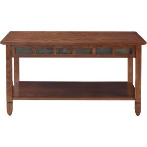 Leick Home 10504 Laurent Two Drawer Coffee Table with Shelf, Chocolate Cherry(Rustic Oak)