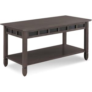 Leick Home 10504 Laurent Two Drawer Coffee Table with Shelf, Chocolate Cherry(Smoke Gray / Black Slate)