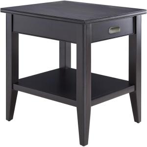 Leick Home 11407 Empiria One Drawer Side Table, Walnut and Foundry Bronze(Black)