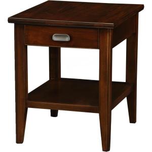 Leick Home 11407 Empiria One Drawer Side Table, Walnut and Foundry Bronze(Chocolate Cherry)