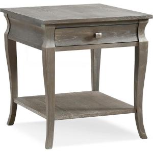 Leick Home 11407 Empiria One Drawer Side Table, Walnut and Foundry Bronze(Grey)