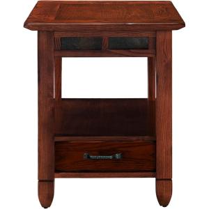 Leick Home 11407 Empiria One Drawer Side Table, Walnut and Foundry Bronze(Rustic Oak)