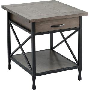 Leick Home 11407 Empiria One Drawer Side Table, Walnut and Foundry Bronze(Smoke Gray)