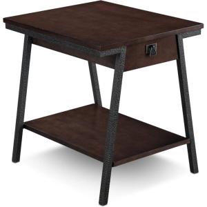 Leick Home 11407 Empiria One Drawer Side Table, Walnut and Foundry Bronze(Walnut)