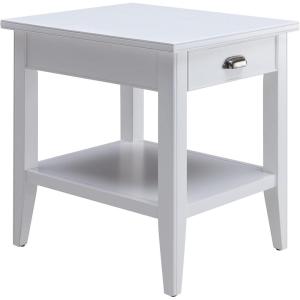 Leick Home 11407 Empiria One Drawer Side Table, Walnut and Foundry Bronze(White)