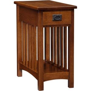 Leick Home 15-In Wide End Table, Solid Wood Construction, One Drawer, One Lower Shelf, Narrow Width, Easy-Assembly, Chocolate Oak, 15.0 In. W x 24.0 In. D x 24.0 In. H, 10071-CH(Medium Oak / Blackened)