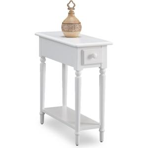 Leick Home 15-In Wide End Table, Solid Wood Construction, One Drawer, One Lower Shelf, Narrow Width, Easy-Assembly, Chocolate Oak, 15.0 In. W x 24.0 In. D x 24.0 In. H, 10071-CH(Orchid White)