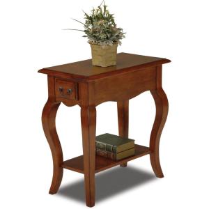 Leick Home 15-In Wide End Table, Solid Wood Construction, One Drawer, One Lower Shelf, Narrow Width, Easy-Assembly, Chocolate Oak, 15.0 In. W x 24.0 In. D x 24.0 In. H, 10071-CH(Brown Cherry)