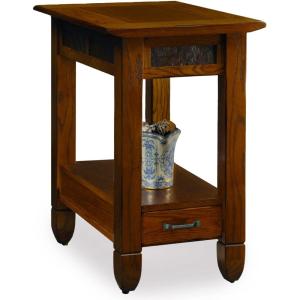 Leick Home 15-In Wide End Table, Solid Wood Construction, One Drawer, One Lower Shelf, Narrow Width, Easy-Assembly, Chocolate Oak, 15.0 In. W x 24.0 In. D x 24.0 In. H, 10071-CH(Rustic Oak)