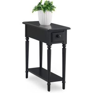 Leick Home 15-In Wide End Table, Solid Wood Construction, One Drawer, One Lower Shelf, Narrow Width, Easy-Assembly, Chocolate Oak, 15.0 In. W x 24.0 In. D x 24.0 In. H, 10071-CH(Swan Black)